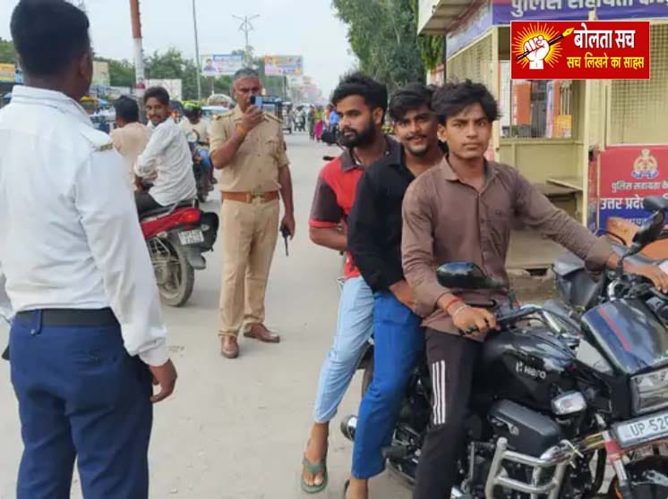 देवरिया में 82 चालान