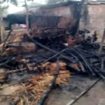 बघौचघाट : अलाव की चिंगारी से झोपड़ी में लगी आग,गाय झुलसी, लाखों का सामान राख