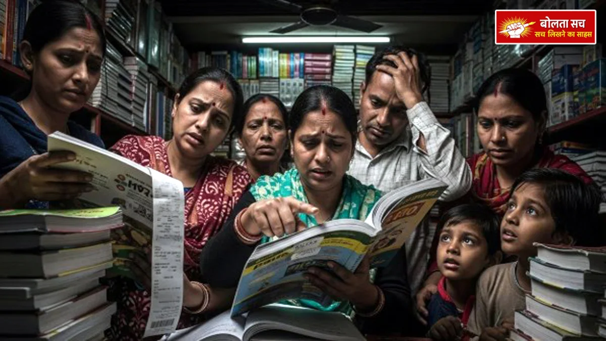 Books and copies in the school premises in Deoria