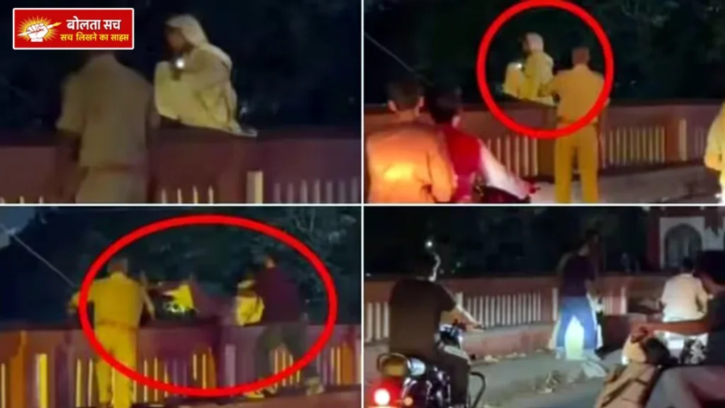 Woman on a concrete bridge in Lucknow